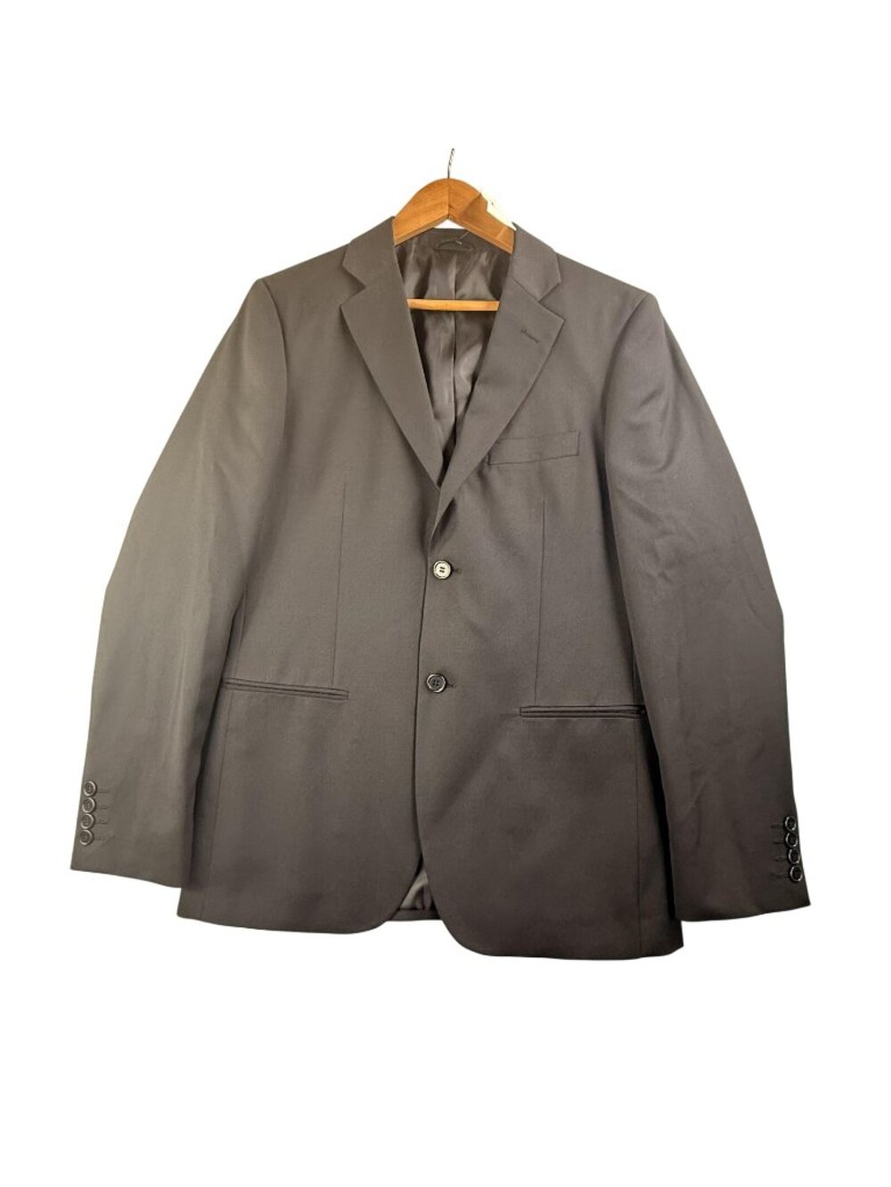 Benetton Suit Jacket Mens 36 Black Wool Blend Sport Coat 2 Button Lined Blazer
